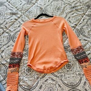 Free People Orange Long Sleeve Top